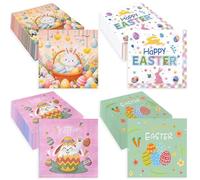 WNSIRVY 120 Pcs Happy Easter Napkins Cocktail Napkin Bulk Bunny Egg Disposable Paper Napkins for Easter Spring Holiday Party Tableware Decorations Supplies, 4 Designs