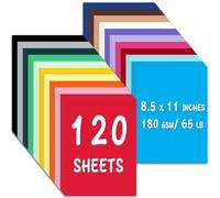 WNSIRVY 120 Sheets 8.5" X 11" Colored Cardstock, 180 GSM/ 65 lb Colorful Card Stock Printer Paper, 20 Assorted Colors Construction Paper for Crafts Invitations Scrapbooking Handmade Cards