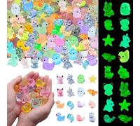 WNTJN 90 Pcs Mini Resin Animals, Luminous Figures, Small Glass Animals Glow in The Dark for Aquarium Decor, Fairy Garden, Dollhouse, Mixed Tiny Plastic Animal Models for DIY Crafts