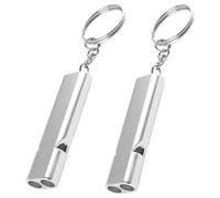 WNV 2pcs Emergency Whistle, Double Tubes Metal Survival Whistle, Sports Whistle with Lanyard and Keychain for Outdoor Hiking, Camping, Boating, Dog Training