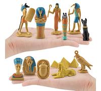 Wnvivi 12Pcs Ancient Egypt Egyptian Figurines Set,PVC Small Egyptian Statue Cake Topper Ornament,Mini Egyptian Models Miniature Statues Set for Home Decor(A1)