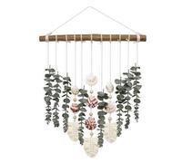Wnvivi 15.7 Inch Artificial Eucalyptus Wall Decor,Fake Eucalyptus Leaves Tassel Wall Hanging with Shell,Hanging Eucalyptus Boho Wall Decor for Living Room (A)