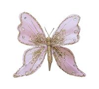 Wnvivi 2 Pcs Glitter Butterfly Christmas Tree Decorations,Large Butterfly Ornaments Hanging Butterfly Decorations,3D Butterfly Ornaments with Clips (F)