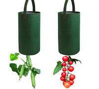Wnvivi 2Pcs Upside Down Tomato Planter,Felt Hanging Tomato Grow Bag,Hanging Strawberry Planter Bags,Plant Grow Bags for Growing Strawberry Vegetable Flowers(Green)