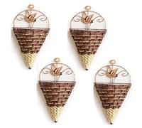 Wnvivi 4Pcs Vivid Artificial Hanging Orchid Bunch,Triangular Hanging Planters,Hanging Baskets Rustic Flower Pots Wall Decor-Coffee
