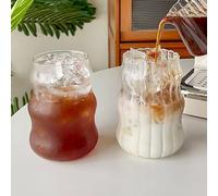 Wnvivi 4Pcs Wave Bubble Glasses,Iced Coffee Mugs,Clear Glass Drinking Mugs Thermal Coffee Cup,Ripple Drinking Glasses for Beer Soda Ice Cream Coffee
