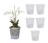 Wnvivi 5Pcs Plastic Orchid Pots,12/15/18cm Self Watering Planter Pot for Indoor Plants,Clear Plant Pots for Repotting,Growing Plants(B,18x20 cm)