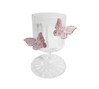 Wnvivi Butterfly Wine Glass,Borosilicate Glass Goblet with Butterfly,Stemmed Glass Cups Glassware for Red Wine Cocktail Yogurt Dessert (Stripes Glass)