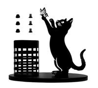Wnvivi Cat Sculpture Pen Holder,Metal Cat Squirrel Silhouette Flower Arrangement Container Vase,Multipurpose Kitchen Utensil Holder for Home School Office(A1)