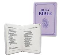 Wnvivi Holy Bible Pillow Cushion,Bible Pillow Book Plush That Opens,Soft Plush Holy Bible Throw Pillow for Sofa Couch Bed (Purple)