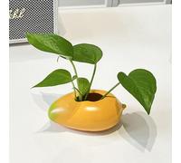 Wnvivi Mango Vase,Simulated Mango Fruit Vase,Cute Small Bud Vase,Unique Tropical Fruits Ceramic Vase for Living Room Bedroom Decor