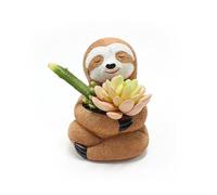 Wnvivi Small Succulent Pot,Cartoon Sloth Succulent Planter Pot,Funny Black Cat Shaped Air Plant Holder,Mini Resin Flower Planters for Home Garden Decor(Sloth)