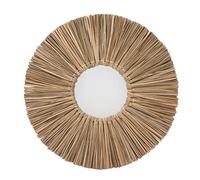 Wnvivi Woven Wall Mirror,Decorative Hanging Round Seagrass Wall Mirror,Boho Macrame Sea Grass Woven Mirror for Bedroom Living Room(Brown)