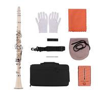 WNWN 17-Key Clarinet Bb Flat Woodwind Instrument With Carry Case Gloves Cleaning Cloth Mini Screwdriver Reed Case 10pcs Reeds Professional Clarinet (Color : White)