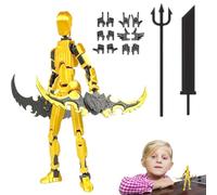 WNXBFO 1 Set T13 Action Figure, 3D Printed Titan 13 Action Figure Swordsman, Multi-Jointed Movable Robot Toys, Mobile Robot Toys Action Figure For Game Lovers Desktop Decorations (Black and Gold)
