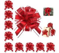 WNXBFO 10 Pcs Pull bows for Gift Wrapping, Red Bows for Gift Wrapping, Red Pull Bow for Gift Wrapping Baskets Wedding or Flower Decorations, Valentines Day Birthday Gift Decorations (22cm)