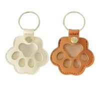 WNXBFO 2 Pcs Pet Paw Shaped Leather Keychain, Leather Dog Fur Keepsake, Pet Paw Shaped Hair Collection Keychain, Personalized Pet Commemorative Gift