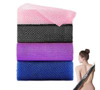 WNXBFO 4 Pcs African Net Sponge, African Wash Net, African Net, Net Sponge, 31.5 Inch Long Skin Smoother African Scrub Net Back Scrubbers For Use In Shower(Pink, Purple, Black, Blue)