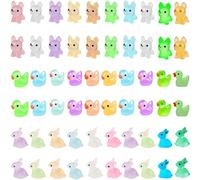 WNXBFO 60 PCS Mini Resin Animals,Resin Animals Mixed,Mini Resin Figures,Glow in The Dark Mini Animals, Resin Animals Suitable for Decorative Garden Living Room Miniature Landscape Theme Decoration