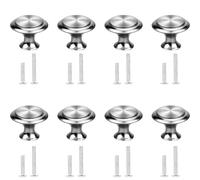 WNXBFO 8 Pcs Silver Round Cabinet Door Knobs, 30mm Cupboard Drawer Handles with Screws, Ideal for Cabinets, Wardrobes, Drawers, Cupboard Wardrobe Pulls Decoration