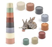 WNXBFO 8 PCS Stacking Cups for Rabbits - Bunny Toys for Hiding Food and Playtime Fun, Multi-Coloured and Various Sizes