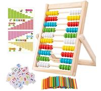 WNXBFO Abacus Counting, Wooden Abacus Learning Counting, Small Numicons for Easter with 100 Counting Sticks and 48 Number Cards