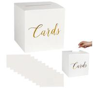 WNXBFO Wedding Card Box with 10 Cards, 22cm White Card Box, Cards Boxs Wedding for Party, Graduation, Baby Shower, Raffle, Vote Fundraising, Birthday Decoration