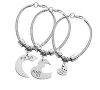 WNXGNHO 3pcs Kirsite Adjustable Bracelets Best Friend Sisters Featuring Heart Shape Representing Big Middle Little Sis Love Theme Sister Trio
