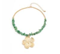 WNXGNHO Elegant Five Petals Stone Pendant Necklace, Dainty Adjustable Clavicle Chain for Casual or Formal Outfits Crushed Stone Collarbone Chain