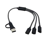 WNXGNHO USB + Type C Male To 2/3 Type Female Cable Adapters Otgs Splitter Cord Converters Multiple Hubs For Charging And Data Nylon Braideds Hubs