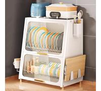 WNYAILLL Countertop Dish Drying Rack, The Sink Dish Drying Cabinet, Kitchen Pantry Sideboard, Partitioned Storage, for Spice Seasoning Bottles, Dish, Bowl(White)