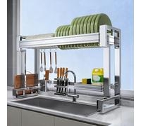 WNYAILLL Over The Sink Dish Drainer Drying Rack, Multifunctional Kitchen Counter Utensil Holder, Space Kitchen Sink Rack, for Plates, Bowls, Utensils(55 * 55cm/21.7 * 21.7in)