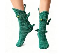Wnzdp 1 Pair Croc Socks, Knitting Cuff Crocodile Socks, Animal Shape Winter Home Warm Floor Shark Socks for Unisex Christmas Girlfriend Gifts (Green)
