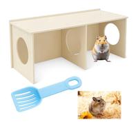 Wnzdp 1PC Hamster Hide with Sand Bath Scoop, Hamster Toys with Platform, Multi Chamber Hideout for Syrian Hamsters, Cage Accessories, Durable Hamster House and Tunnel