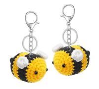 Wnzdp 2PCS Bee Keyring, Funny Plush Keyring, Charming Design Cute Bag Charms for Bags and Keys, Fashion Accessory Encouragement Bumble Bee Gifts for Women Friends Coworker (Yellow)