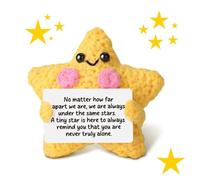 Wnzdp Emotional Support Crochet with Positive Card, Cheering Pocket Stars, Knitted Stars Doll Emotional Encouragement, Emotional Support Gift for Women Girl Family Friends (Yellow)