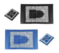 Wnzdp Foldable Travel Prayer Mat, Portable Prayer Mat with Compass for Daily Prayers During Travel, Black and Blue, 100 x 60 cm