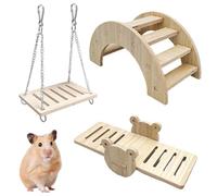 Wnzdp Hamster Toys Set, 3PCS Hamster Accessories with Swing Seesaw Bridge, Hamster Bridge, Small Pet Playground for Climbing Activities and Dental Health