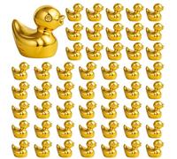 Wnzdp Mini Ducks, 50PCS Tiny Gold Duck Figurines, Mini Resin Ducks for DIY Crafts, Miniature Garden Landscaping, Cake Decoration, Party Favors, Home Decor