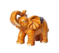 Wo Lai Gou Lucky Elephant Statue - Handmade Chinese Glazed Glass Feng Shui Decor, Intangible Cultural Heritage Art, Gift for Housewarming/Wedding/Promotion (Blue & Gold)