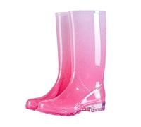Wo’s Fashion Knee-High Wellies, Non-Slip Rubber Waterproof Boots, Breathable Lining, Lightweight Flexible Tall Rain Boots for Ladies, for City Walk, Gardening, Music Festivals Pink