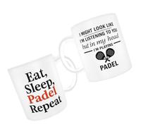 WOA Words of art Padel Mug Gift Set - 2 Pack Funny Padel Player Mugs (11oz / 340ml) - Eat Sleep Padel Repeat & in My Head I’m Playing Padel - Ceramic Coffee Cups, for Padel Fans & Coaches