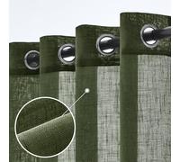 Woaboy 2 Pieces Translucent Linen Curtains Modern Decorative Eyelet Curtains for Living Room and Bedroom 140 x 225 cm Sage Green