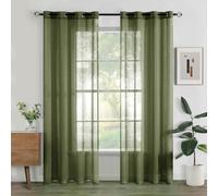 Woaboy Interior Curtains 2 Pieces 140 x 225 cm Semi-Transparent Voile Window Curtains for Living Room and Bedroom Home Decor Sage Green