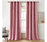 Woaboy Velvet Curtains 90 Drop Blush Pink Curtain for Living Room Thermal Blackout for Girls Bedroom Luxury Eyelet Drapes Window Treatment Insulated Soundproof & Room Darkening W 46 x L 90 2 Panels