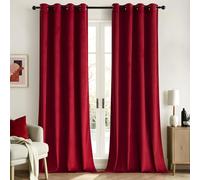 Woaboy Velvet Curtains 90 Drop Red Curtain for Living Room Thermal Blackout for Bedroom Luxury Eyelet Drapes Super Soft Window Treatment Insulated Soundproof & Room Darkening W 46 x L 90 2 Panels
