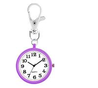WOAIXI Vintage Pocket Watch,Luminous Display Keychain Nurse Pocket Watches Quartz Movement Arabic Numerals Pendant Clock Gifts for Nurse Doctor,Purple