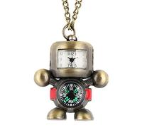 WOAIXI Vintage Pocket Watch,Robot Shape Pocket Watch Bronze Alloy Practical Compass Display Pendant Watch Necklace Hour Toys Gift for Men Women Kid