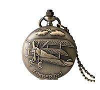 WOAIXI Vintage Pocket Watch,Vintage Aircraft Bronze Pattern Design Quartz Pocket Watch Pendant Watches Men Women Necklace Chain Xmas Gift