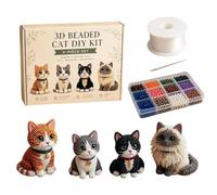 Woalopted DIY Animal Beading Kit | 3D Cat DIY Beginner-Friendly Cute | Funny Beadwork Kit | for Teens Adults Home Office Desk Shelf Party Classroom Art Class